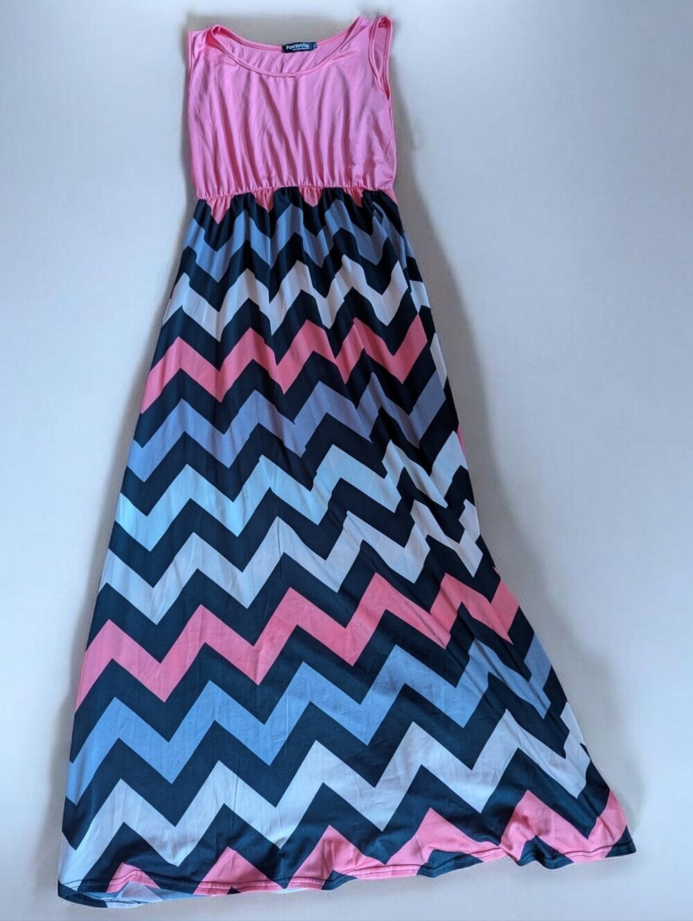 Women's Large Maxi Dress Light For Summer Chevron Bottom Pink Top 2014 Aesthetic